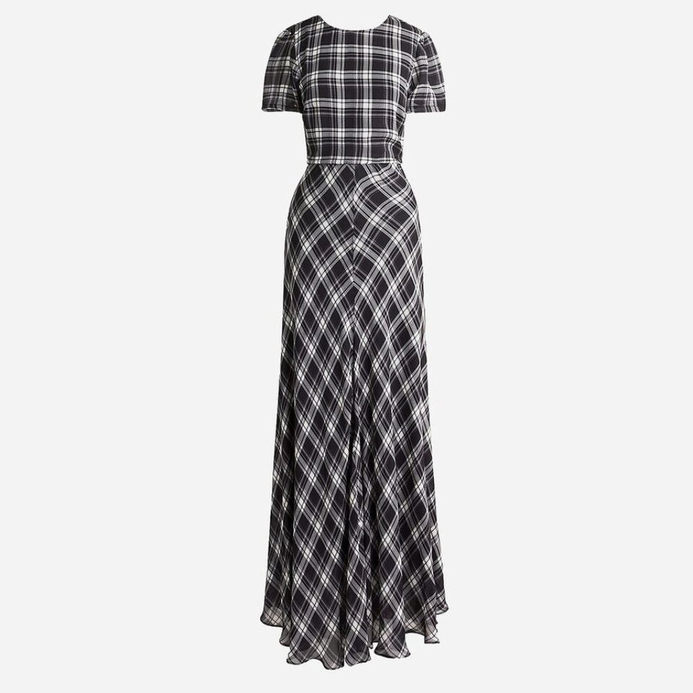 ISO J.Crew Chiffon maxi dress in Berkshire plaid Size 6 or 8